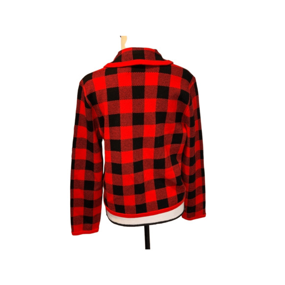 J. Crew Sweater Jacket Plaid Red Black - Picture 5 of 13